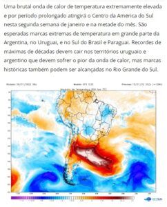 南米諸国を覆う熱波（９日付Ｍｅｔｓｕｌサイトの記事の一部）