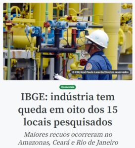 １５地域中８地域で減産と報じる１４日付アジェンシア・ブラジルの記事の一部