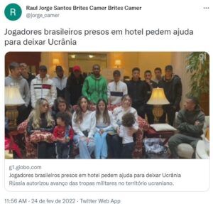 帰国援助を訴えた選手と家族たち（Twitter）