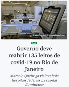 保健省がリオ市の病床再開と報じる１月２９日付アジェンシア・ブラジルの記事の一部