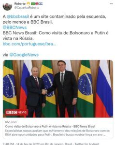 ボルソナロ大統領とプーチン大統領（Twitter）