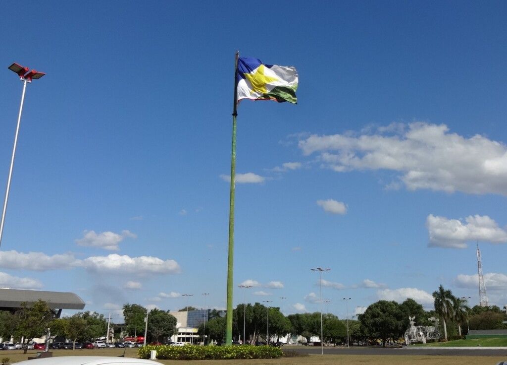 ロライマ州知事公邸の前のロライマ州旗