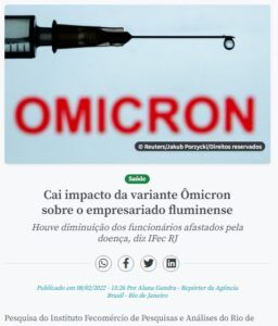 オミクロン下部の影響が軽減との調査結果を報じる９日付アジェンシア・ブラジルの記事の一部