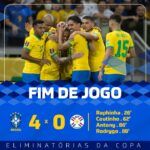 ４－０で快勝と伝える写真（ブラジルサッカー連盟の公式ツイッター）