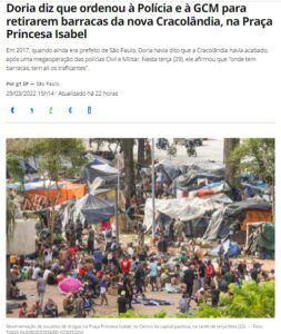 プリンセーザ・イザベル公園に出現した新たなクラコランジア（２９日付Ｇ１サイトの記事の一部）