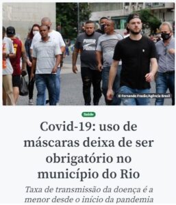 リオ市がマスク着用義務を全面解除と報じる７日付アジェンシア・ブラジルの記事の一部