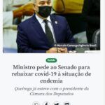 保健相が上院にエンデミックへの移行を求めたと報じる１５日付アジェンシア・ブラジルの記事の一部