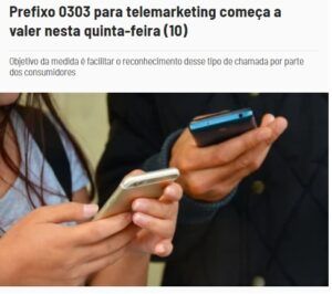 １０日からはテレマーケティングの電話の頭に０３０３がつくようになると報じるＣＮＮブラジルの記事の一部