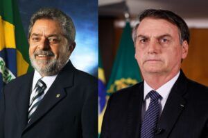 ルーラ元大統領（Ricardo Stuckert/Presidência da República, via Wikimedia Commons）、ボルソナロ大統領（Isac Nóbrega/PR, via Wikimedia Commons）