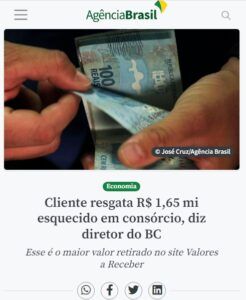 １６５万レアルを受け取った人も出たと報じる３月２９日付アジェンシア・ブラジルの記事の一部