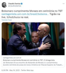 挨拶を交わす大統領とモラエス判事(Twitter)