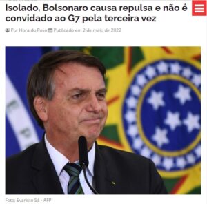 ブラジルがＧ７の招待国から外されたと報じるオーラ・ド・ポヴォ・サイトの記事の一部