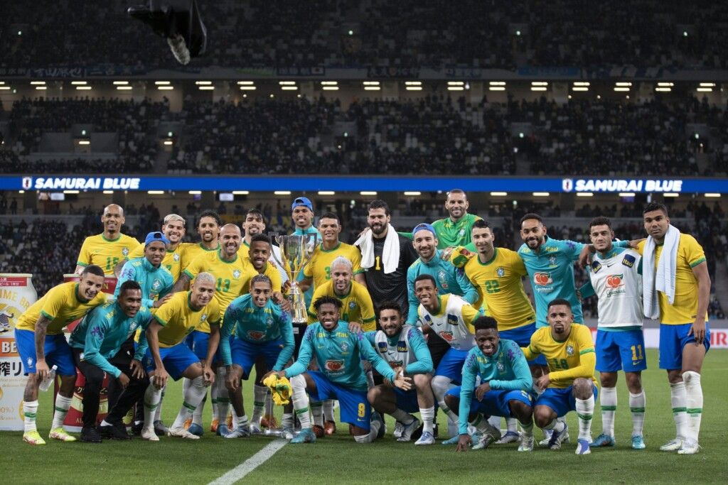 ６日の日本代表戦に勝った際のセレソンのメンバー（Fotos: Lucas Figueiredo/CBF）