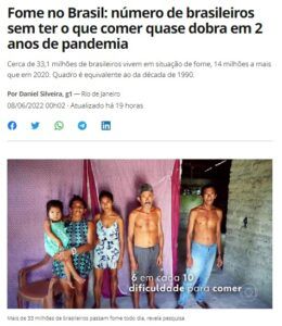 ２年間で食に窮する人がほぼ倍増と報じる８日付Ｇ１サイトの記事の一部