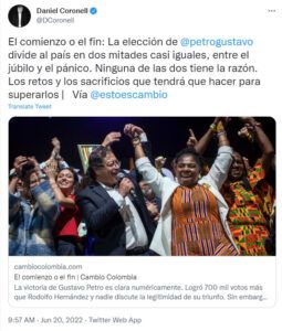 当選したペトロ氏（Twitter）