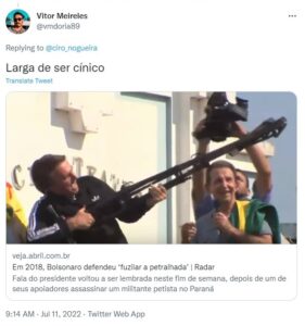 ２０１８年のボルソナロ氏の問題言動（Twitter）