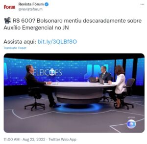 ＪＮでのボルソナロ氏（Twitter）