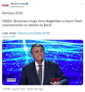 討論会でのボルソナロ氏（Twitter）