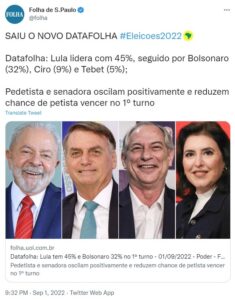 左からルーラ氏、ボルソナロ氏、シロ氏、テベテ氏（Twitter）