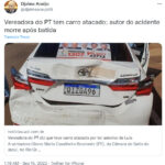 政治的理由で襲われた車（Twitter）