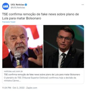 ルーラ氏とボルソナロ氏（Twitter）