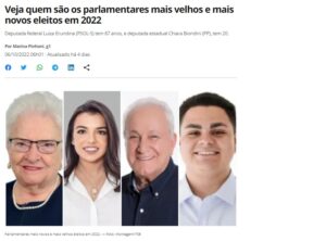 最年連邦議のエルンジーナ氏、最年少州議のビオンディニ氏、最年長州議のフェラソ氏、最年少連邦議のコスタ氏（左から、６日付Ｇ１サイトの記事の一部）