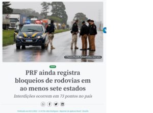 ３日昼現在も７州７３カ所で部分封鎖が続いていると報じる３日付アジェンシア・ブラジルの記事の一部