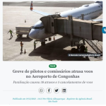 コンゴーニャス空港では３８便が遅れ、５便がキャンセルと報じる１９日付アジェンシア・ブラジルの記事の一部
