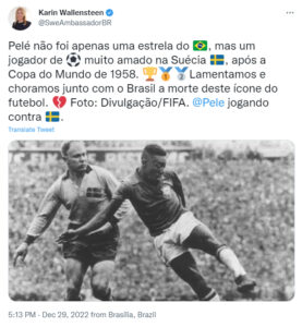 ５８年Ｗ杯でのペレ（twitter）