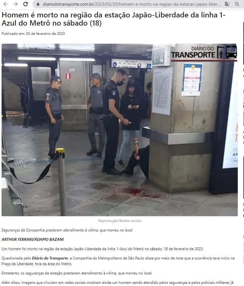 事件を報じる２０日付ジアリオ・トランスポルテ・サイトの一部