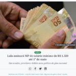 ルーラ大統領が５月１日までに最賃額を引き上げるＭＰに署名すると報じる２７日付アジェンシア・ブラジルの記事の一部