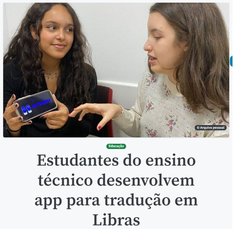高校生が双方向の翻訳アプリ開発プロジェクトを進展中と報じる２５日付アジェンシア・ブラジルの記事の一部
