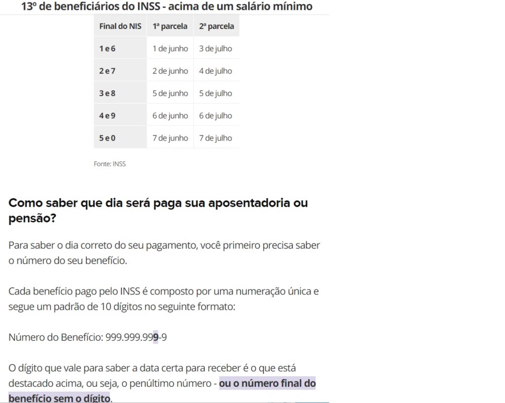 受給額が最低賃金一つよりも多い人への支給日程（５日付ヴァロール・インヴェステサイトの記事の一部）