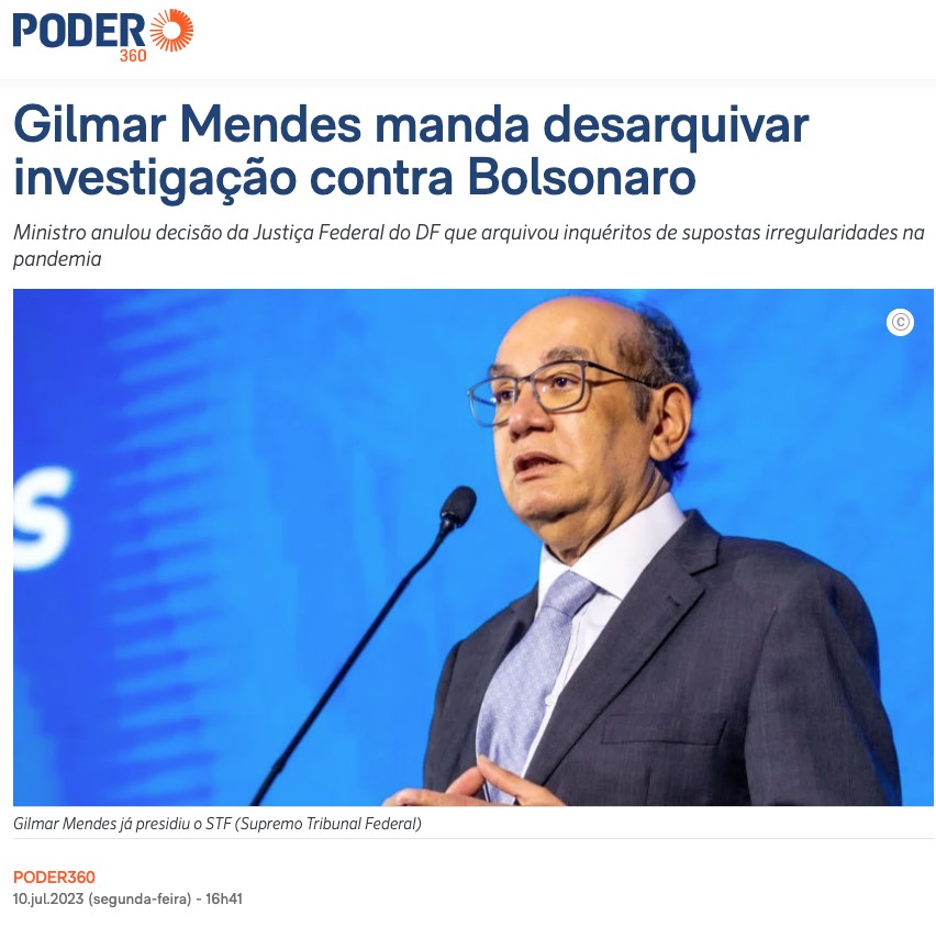 連邦最高裁判所（ＳＴＦ）のジルマール・メンデス判事（１０日付ポデール３６０サイトの記事の一部）