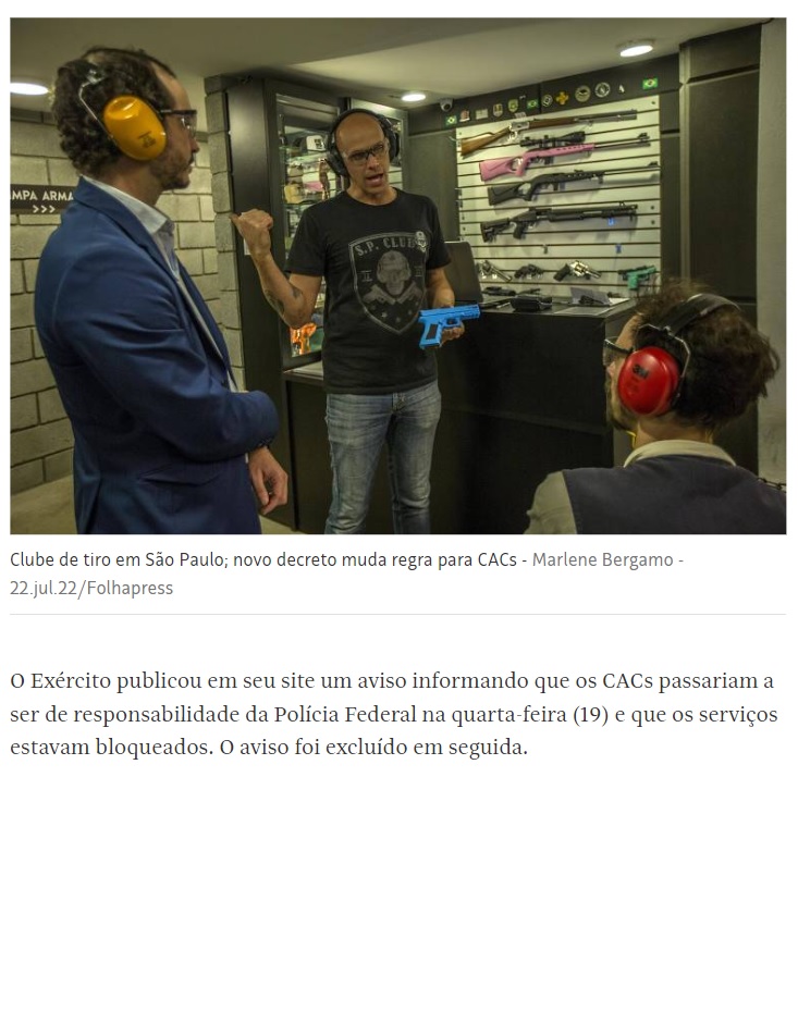 サンパウロ市内の射撃クラブ（２１日付フォーリャ紙電子版の記事の一部）