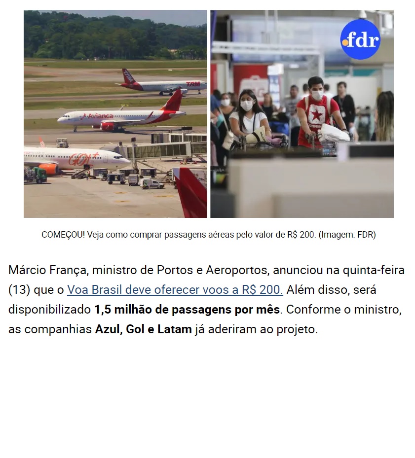 港湾航空相がヴォア・ブラジルについて公表したと報じる１６日付ｆｄｒサイトの記事の一部