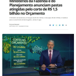 連邦政府が１０省で計１５億レアルの予算凍結を行うと報じる７月２８日付Ｇ１サイトの記事の一部