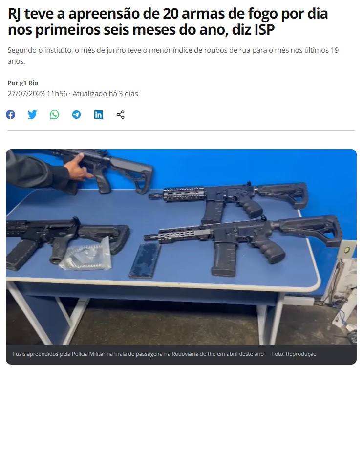 軍警が高速道の検問で女性客の荷物の中から押収した長身銃（７月２７日付Ｇ１サイトの記事の一部）