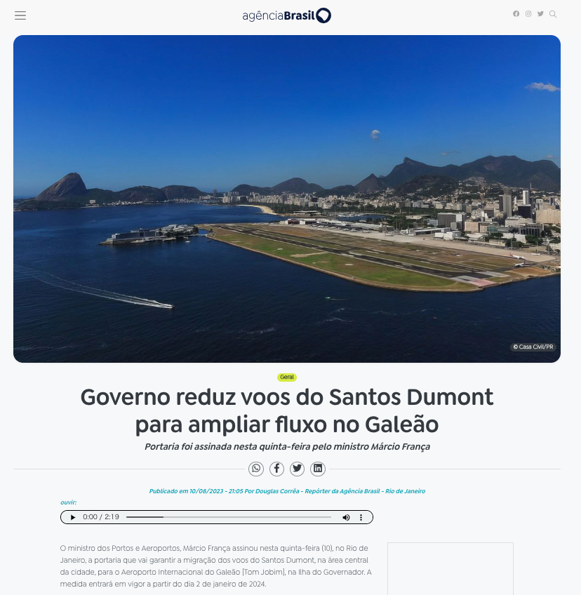 サントス・ドゥモン空港（１０日付アジェンシア・ブラジルの記事の一部）