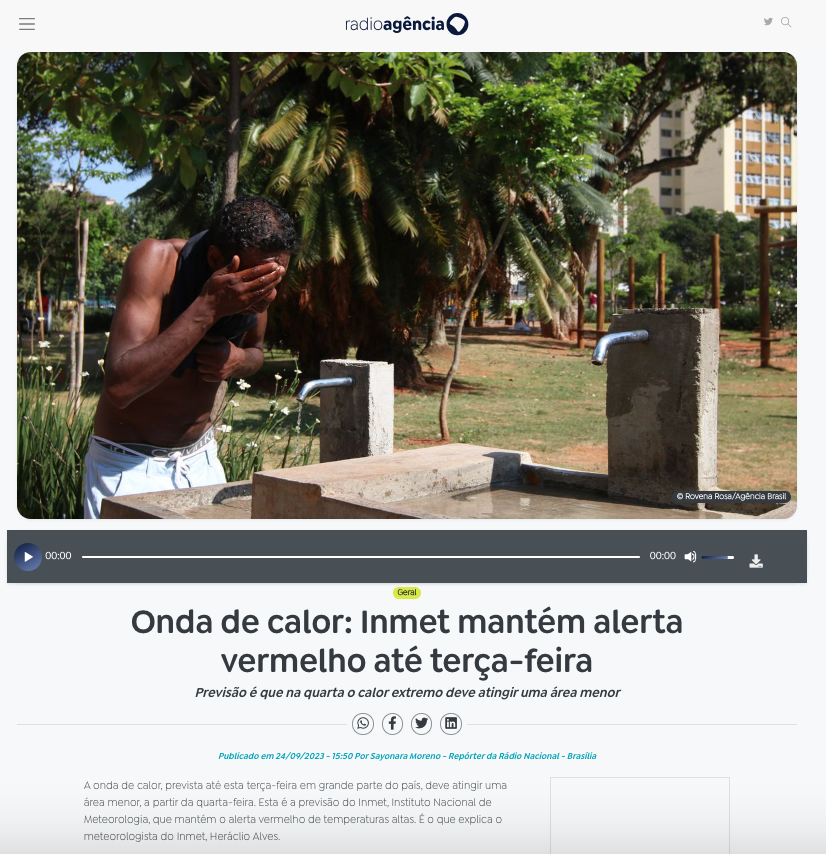 公園で涼をとる男性（２４日付アジェンシア・ブラジル・サイトの記事の一部）
