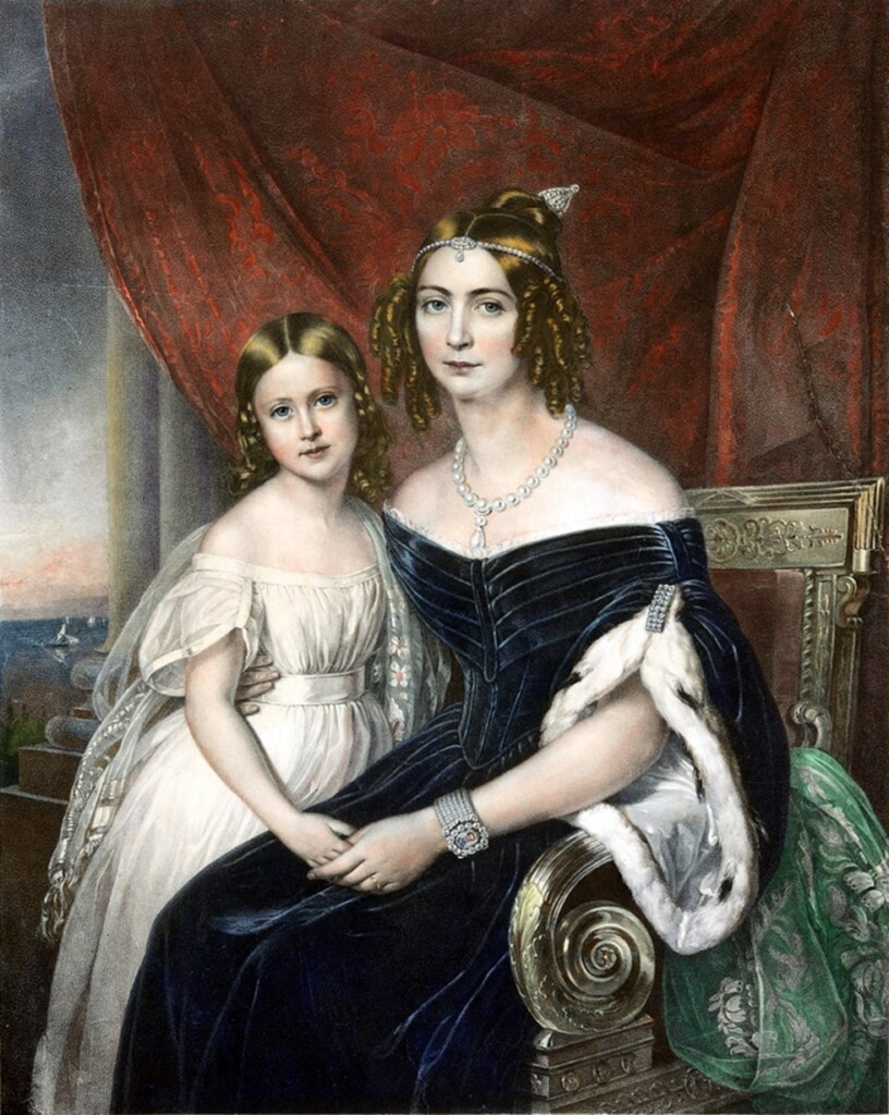 １８４０年、アメリアと娘のマリア・アメリア王女（Friedrich Dürck, Public domain, via Wikimedia Commons）