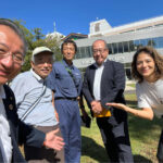 植樹会場の下見に行ったＮＰＯの皆さん（左が斉藤達也理事長）