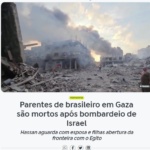 ガザ地区に住んでいたブラジル人の親戚一家が死亡したと報じる２０日付アジェンシア・ブラジルの記事の一部