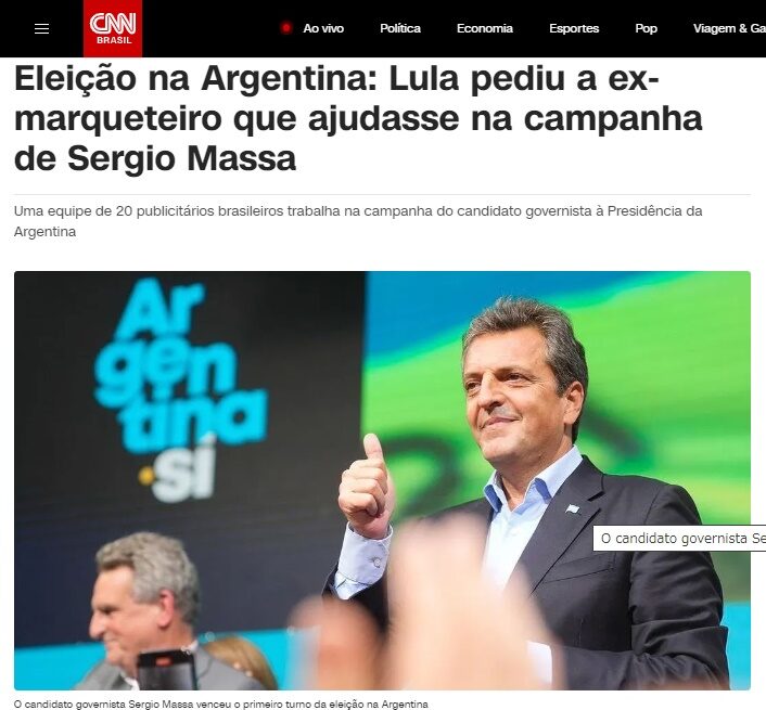 10月23日付ブラジルCNN記事《ルーラはアルゼンチン選挙でマッサを手伝うように元選挙参謀に指示》