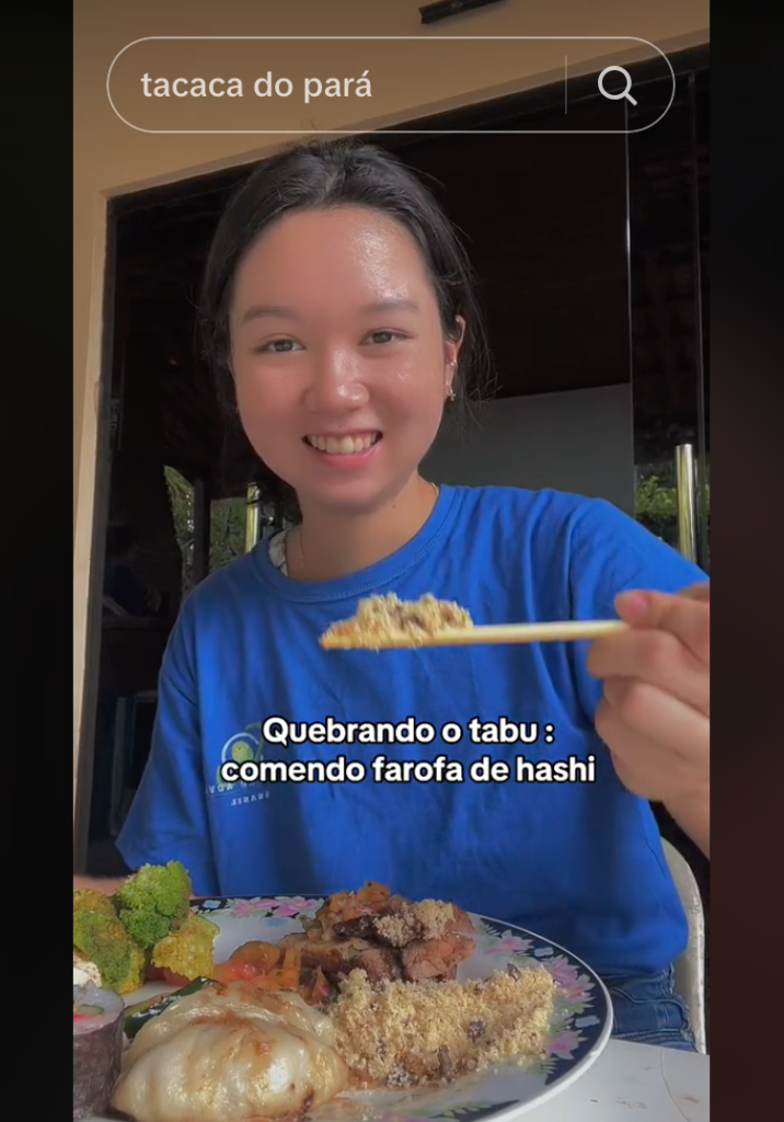 ファロファを箸で器用に食べるメリッサさん（https://www.tiktok.com/@melissayuis/video/7277978716087651590?is_from_webapp=1&sender_device=pc&web_id=7275433244853863941）