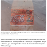 グアナバラ湾で発見された１９９８年サッカーワールドカップの記念ボトル（２６日付フォーリャ紙サイトの記事の一部）