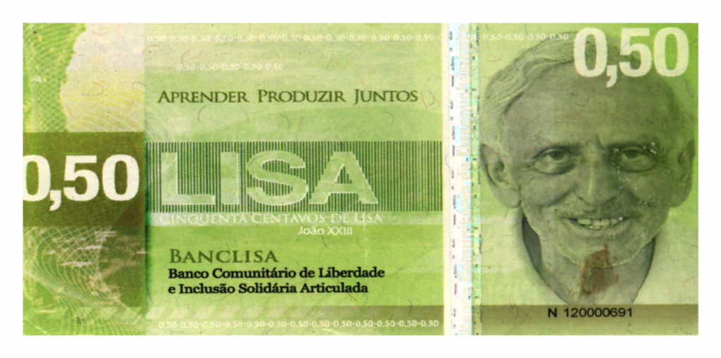 ミナス州北東部のテオフィロ・オトニ市(Teófilo Otoni)の地域通貨「リサ(Lisa)」(https://bancopalmas.com/moedas)