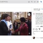 ミレイ大統領に挨拶する山東特派大使（https://twitter.com/VickyVillarruel/status/1733926812864917688/photo/2）
