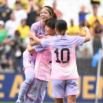 得点を喜ぶサッカー女子日本代表（提供日本サッカー協会）