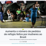 女性による難民申請が増えたと報じる６日付アジェンシア・ブラジルの記事の一部
